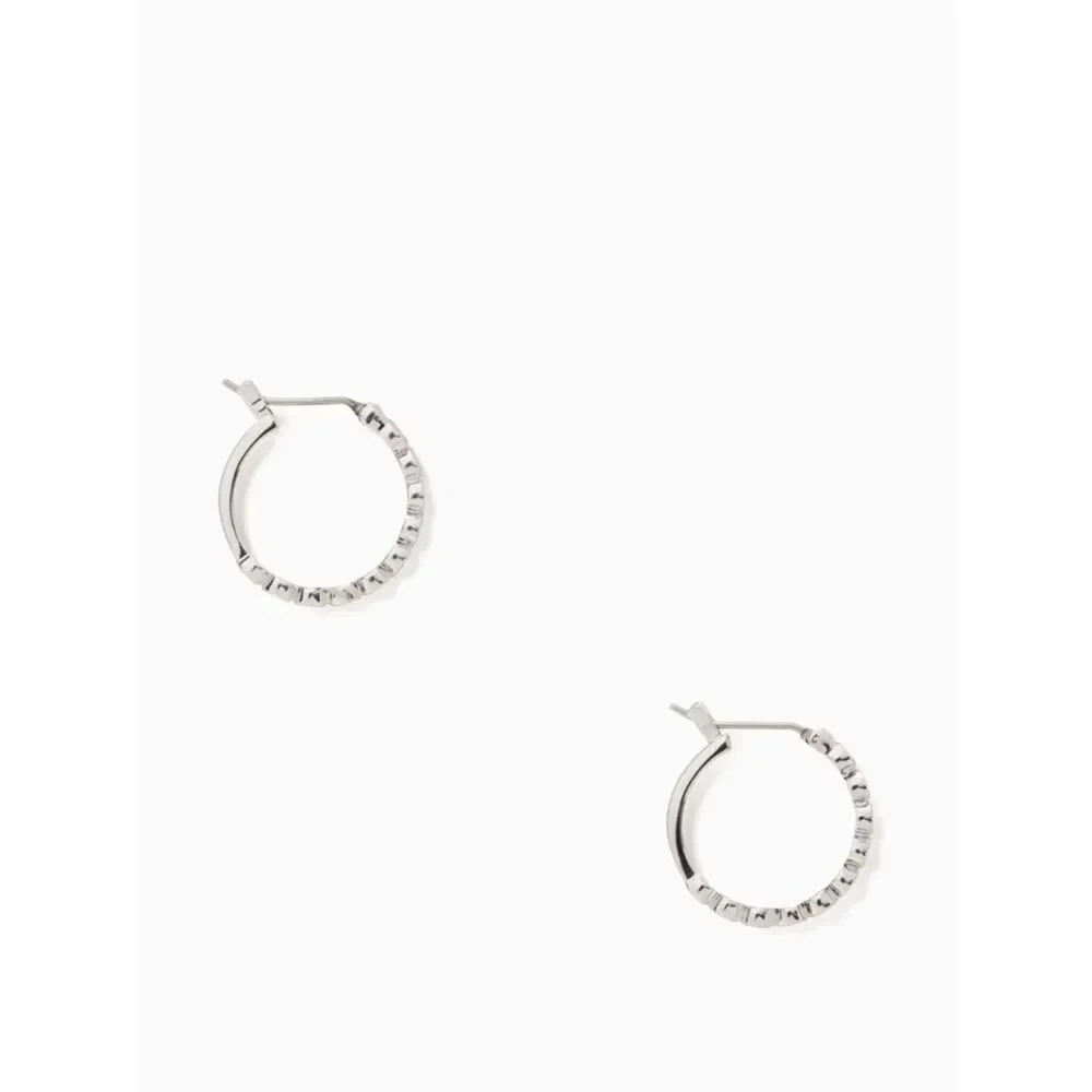 NEW kate spade Full Circle Clear CZ Ring Huggies Silver Hoop Snap Earrings